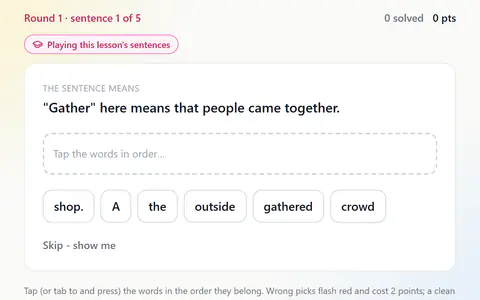 Sentence Scramble in English