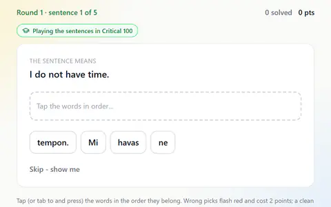 Sentence Scramble in Esperanto