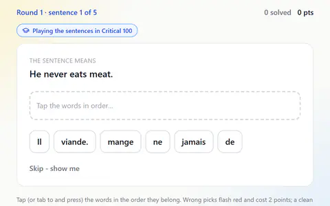 Sentence Scramble in French