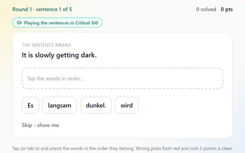Sentence Scramble in German