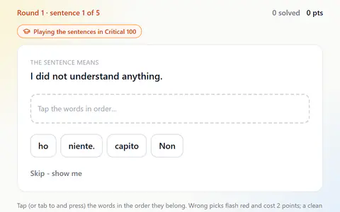 Sentence Scramble in Italian
