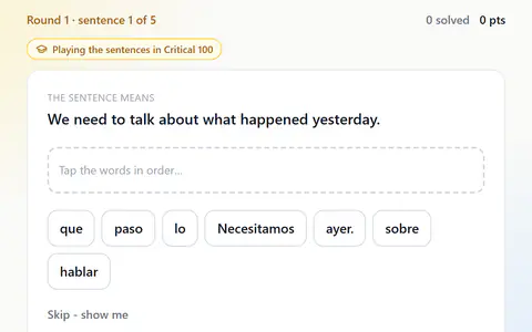 Sentence Scramble in Spanish