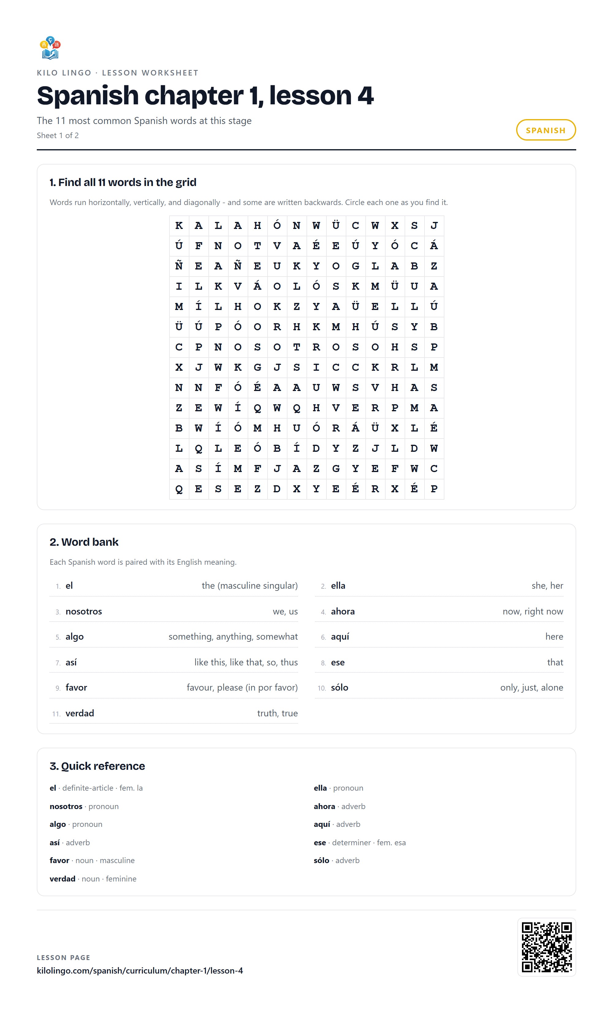 Spanish worksheet: More people, more words